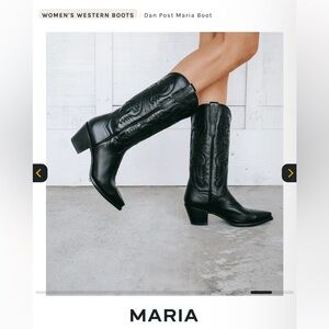 Dan Post Maria Black Leather Cowboy Western Boots Size 6.5